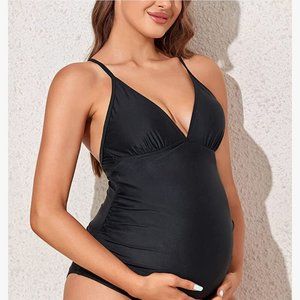 *NWT* Black Cross-Back Maternity Swimsuit (Size M)